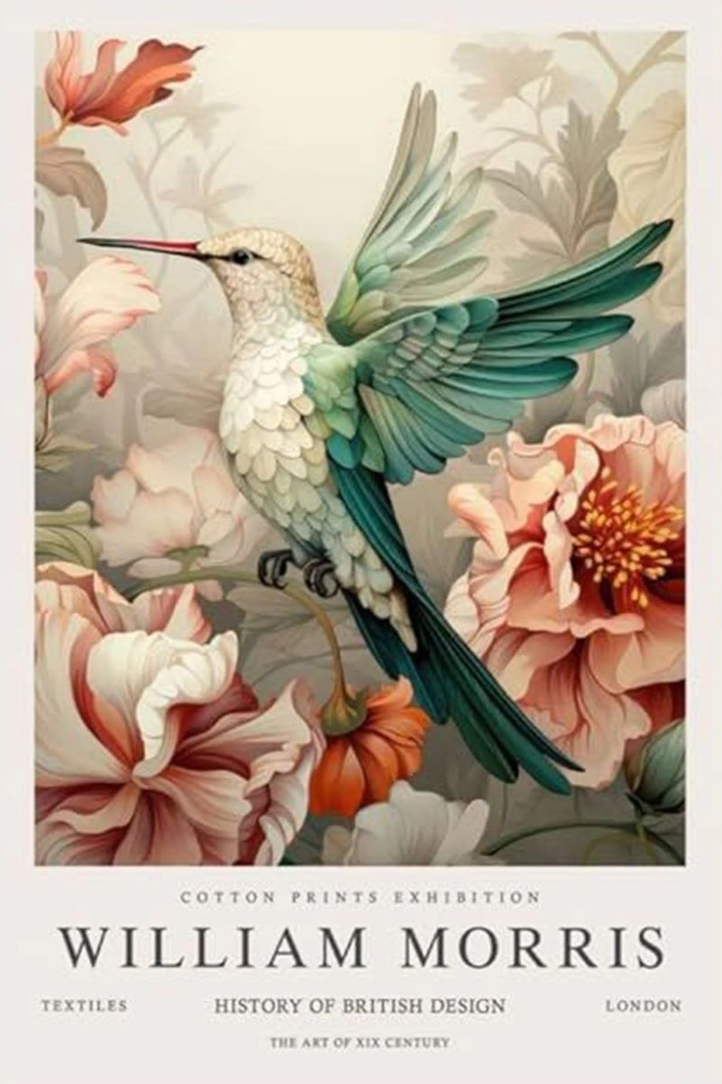 william morris - hummingbird with flowers poster by Art Crew Kbm