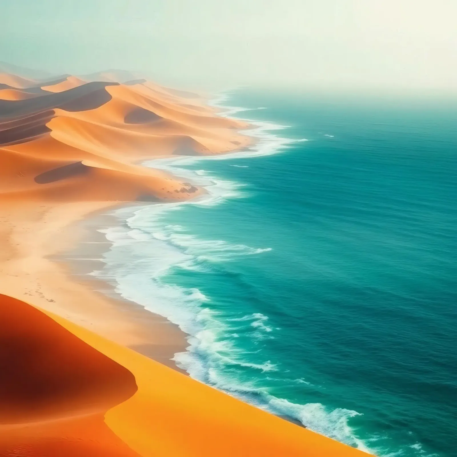 Le dune di sabbia del deserto incontrano l'oceano lungo un litorale mozzafiato carta hahnemühle da DesignDoodle