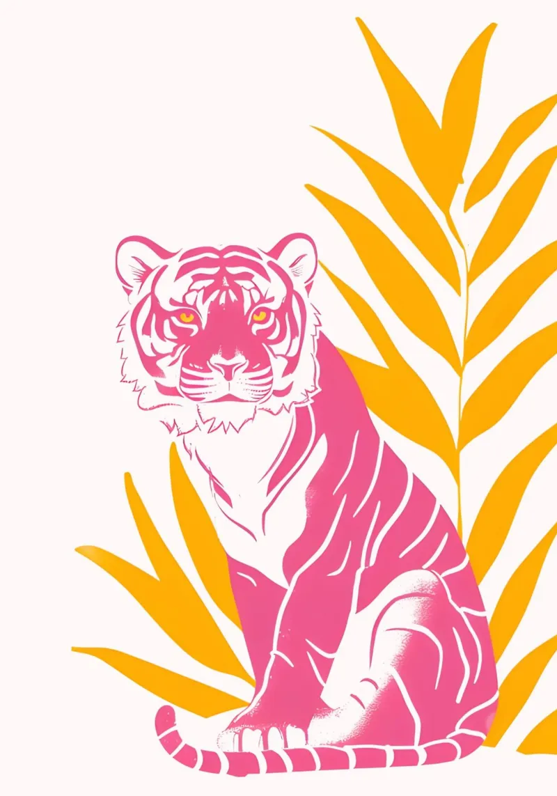 Lusk Rosa Naranja Tigre Abstracto Psicodélico Pop Art Print poster de NorwesClub