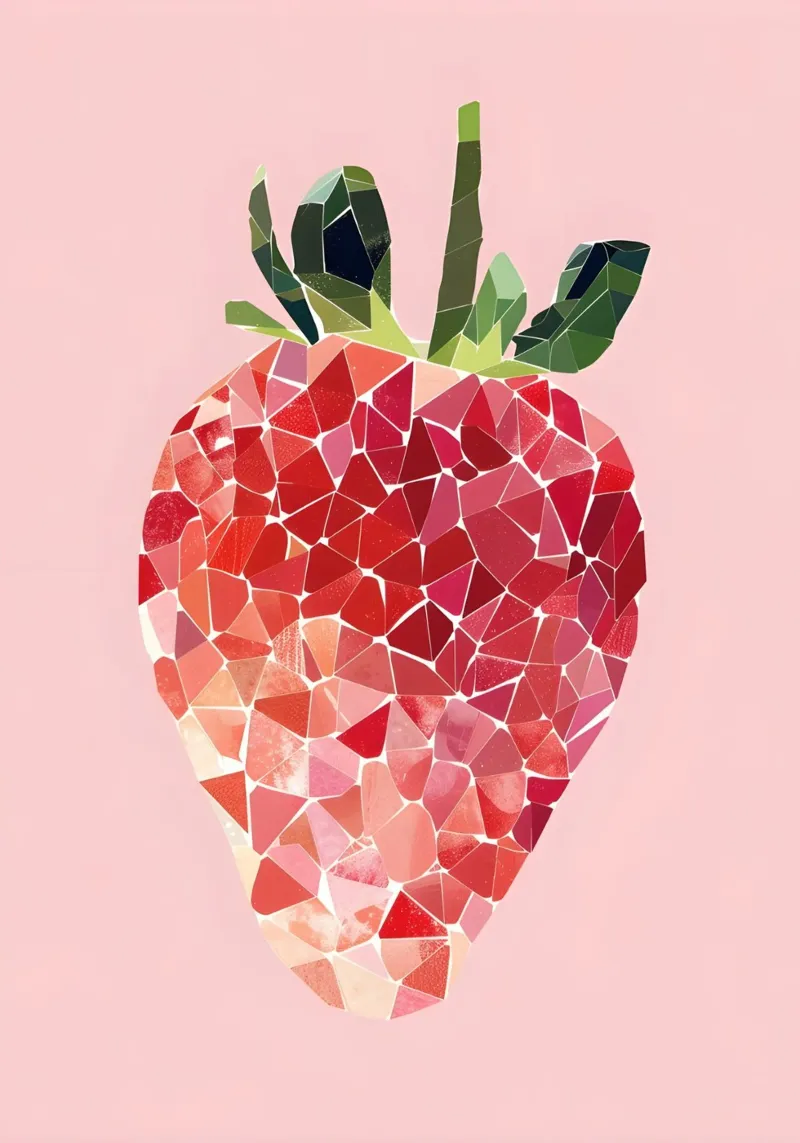 Stampa astratta di fragole, arte pop geometrica e minimalista carta hahnemühle da NorwesClub