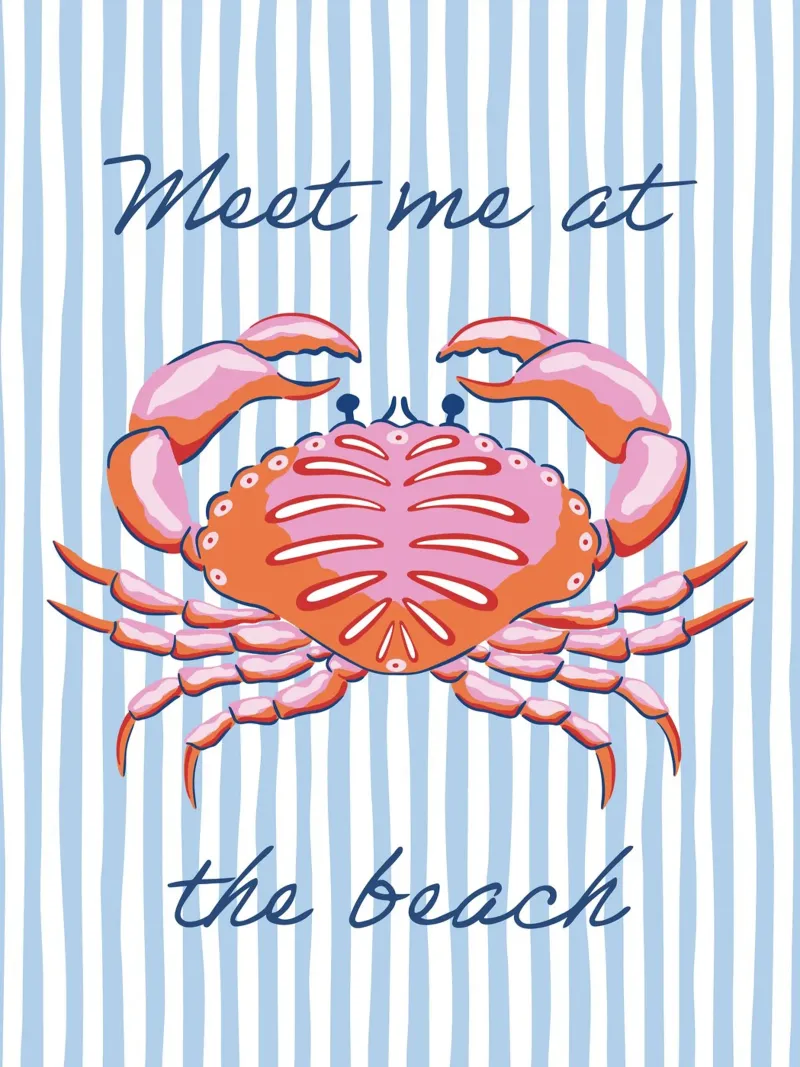 Meet me at the beach - red and pink crab carta hahnemühle da Vivdesign