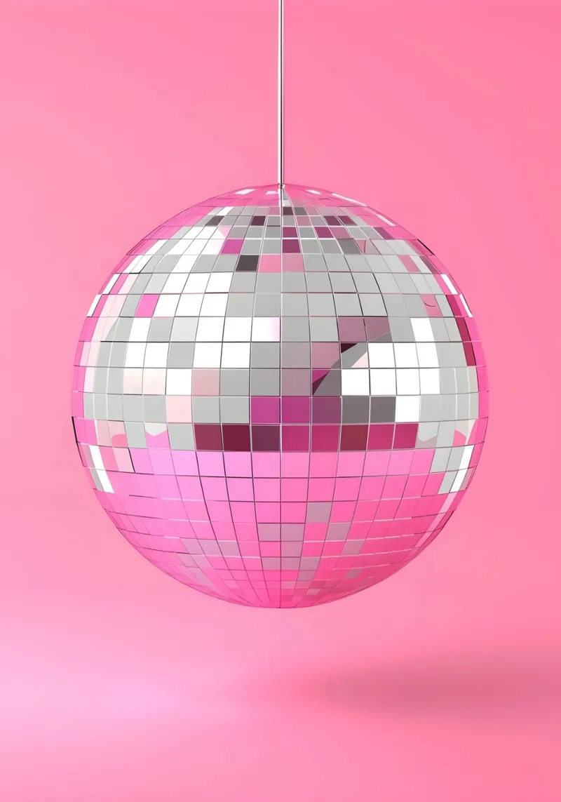 Ballo da discoteca rosa Retro anni '70 Glamour Pop Art Party Print pellicola backlit da NorwesClub