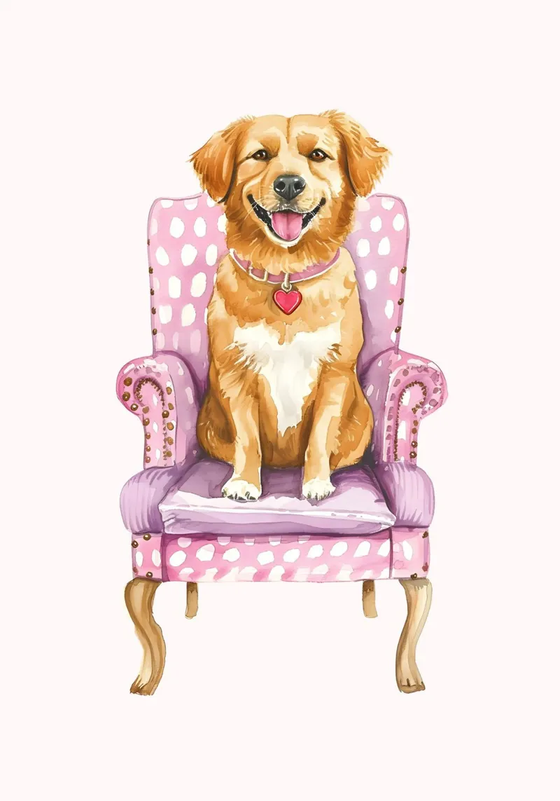 Grillige Pastel Hond Abstract Retro Pop Art Print canvas met Baklijst van NorwesClub