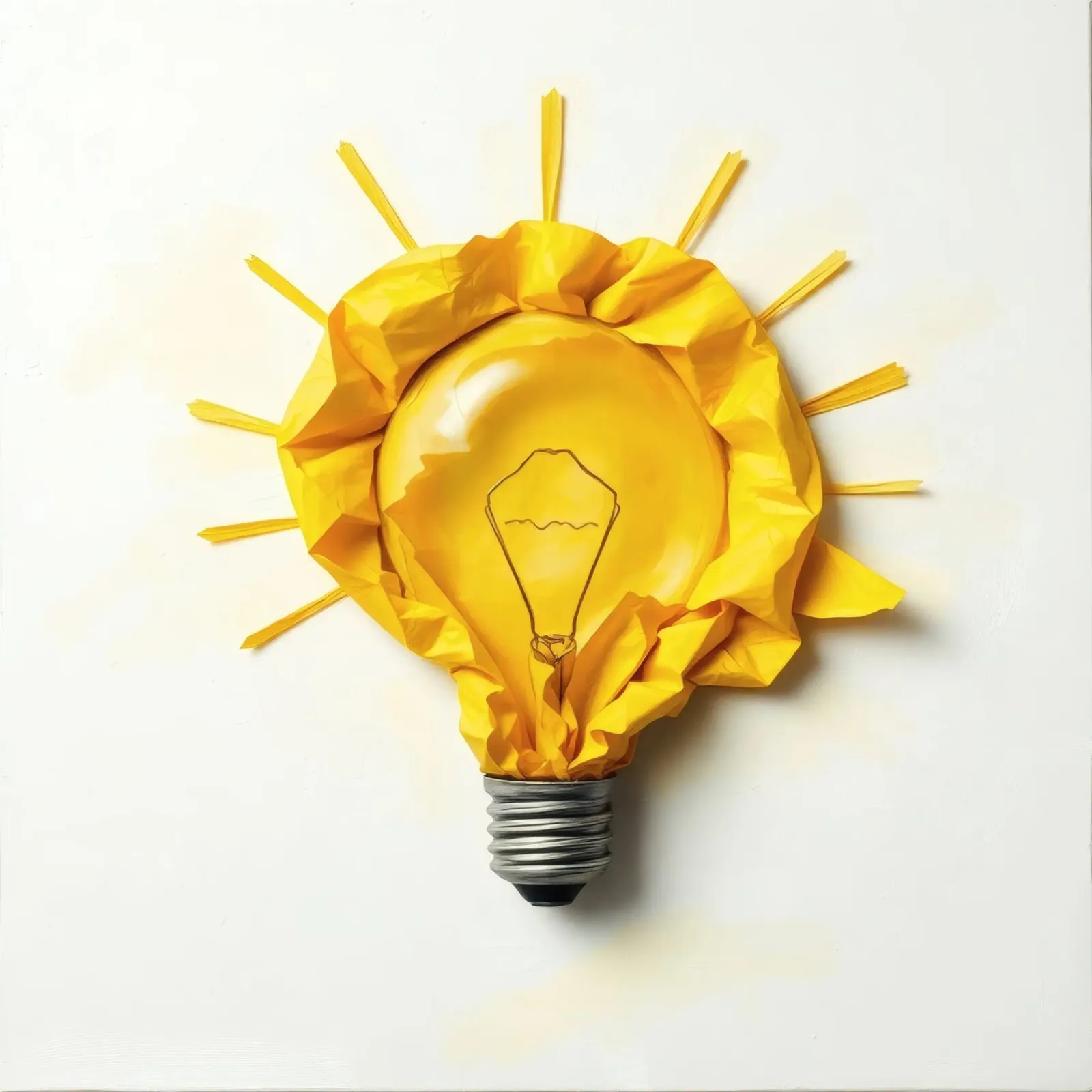 Design creativo di lampadine con carta gialla stropicciata pellicola backlit da DesignDoodle