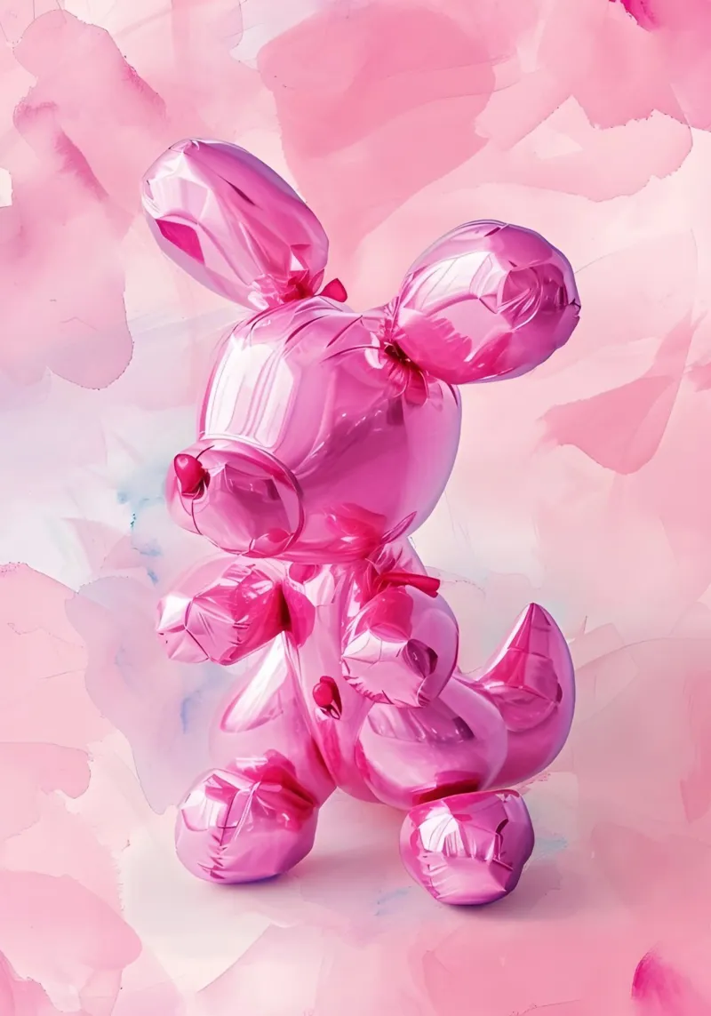 Stampa pop art di Jeff Koons ispirata ai palloncini rosa del cane poster da NorwesClub