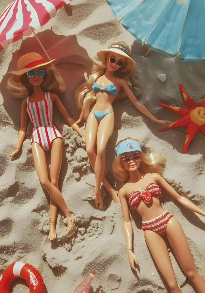 Vintage Barbie Beach Day Retro Glamour Pop Art carta hahnemühle da NorwesClub