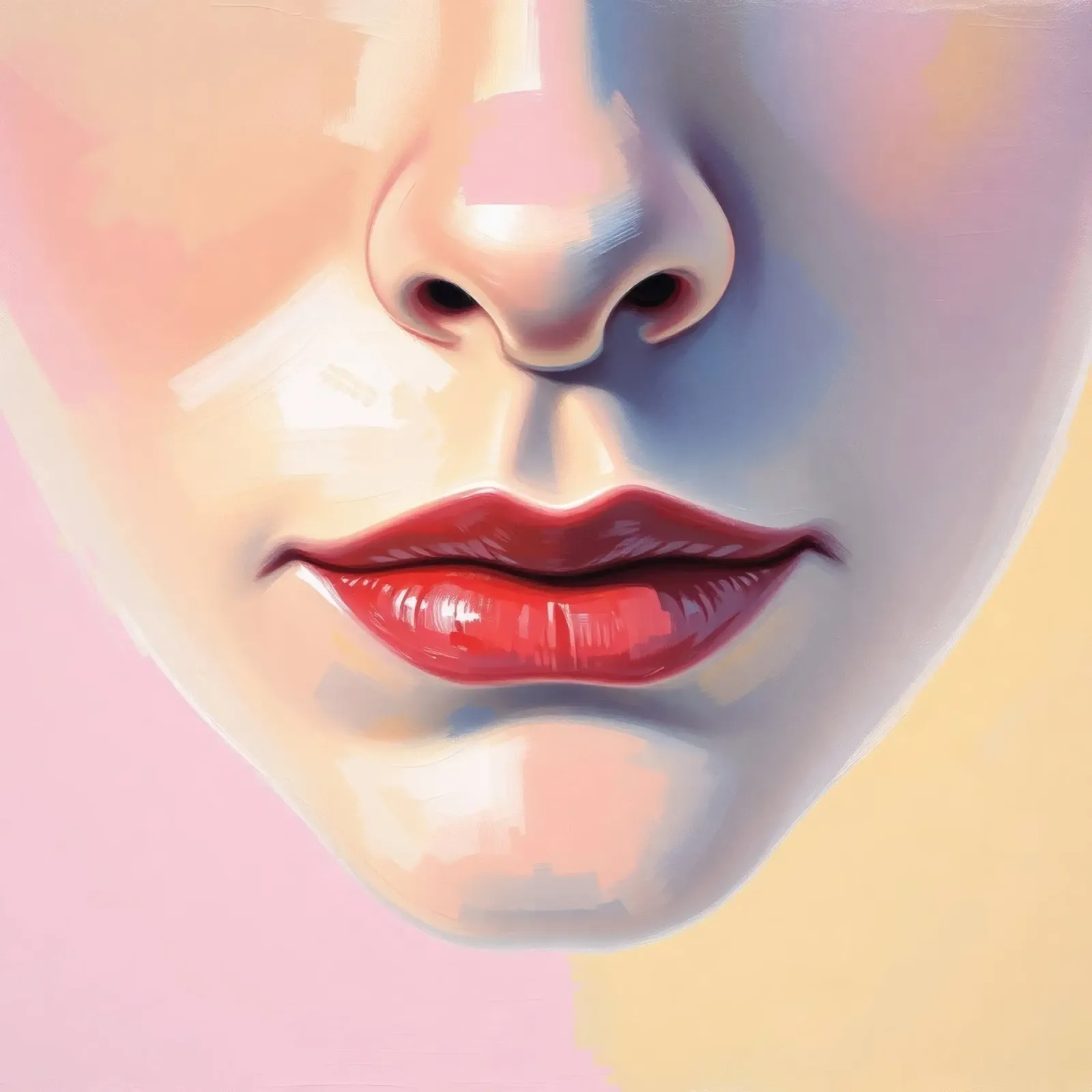 un volto stilizzato che mostra un rossetto vibrante e una pelle liscia carta hahnemühle da DesignDoodle