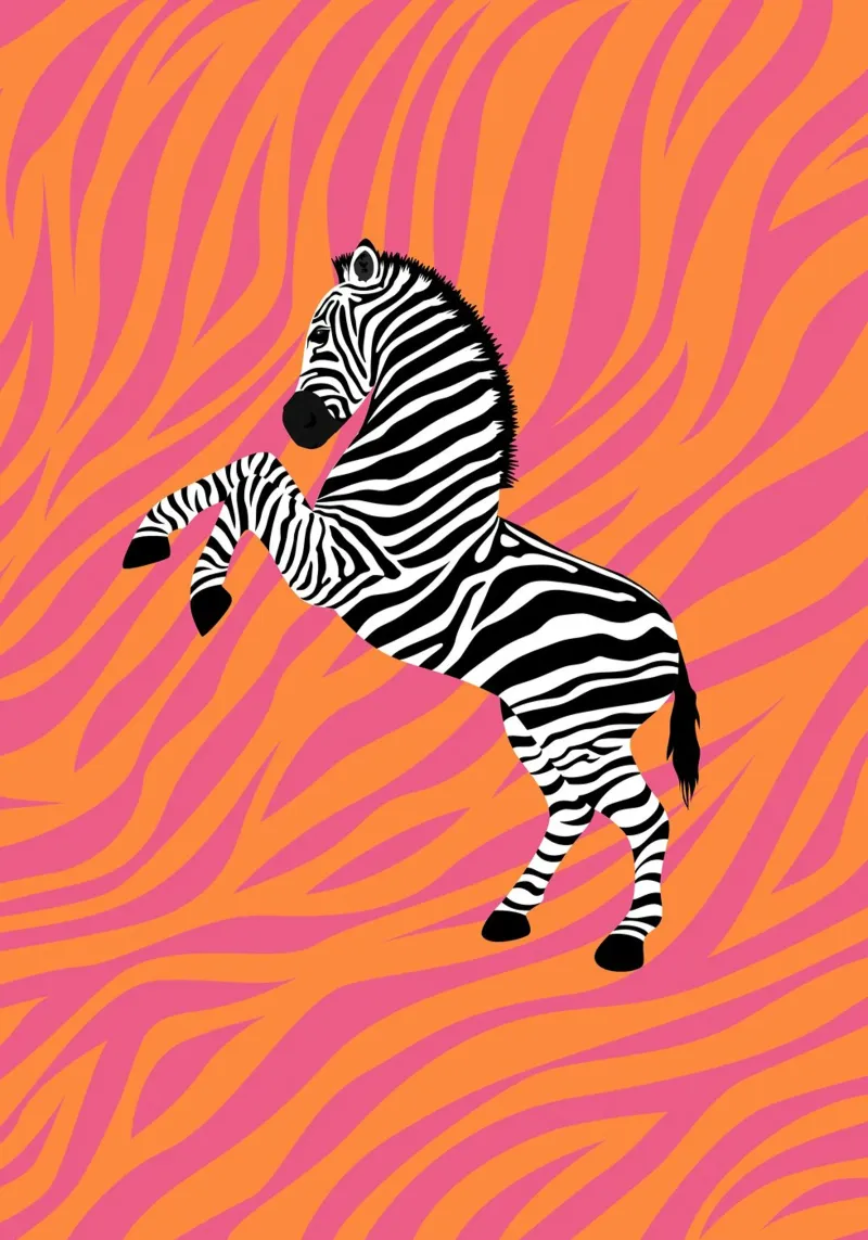 Psychedelic Pink Zebra Stripes Abstract Animal Pop Art canvas by NorwesClub