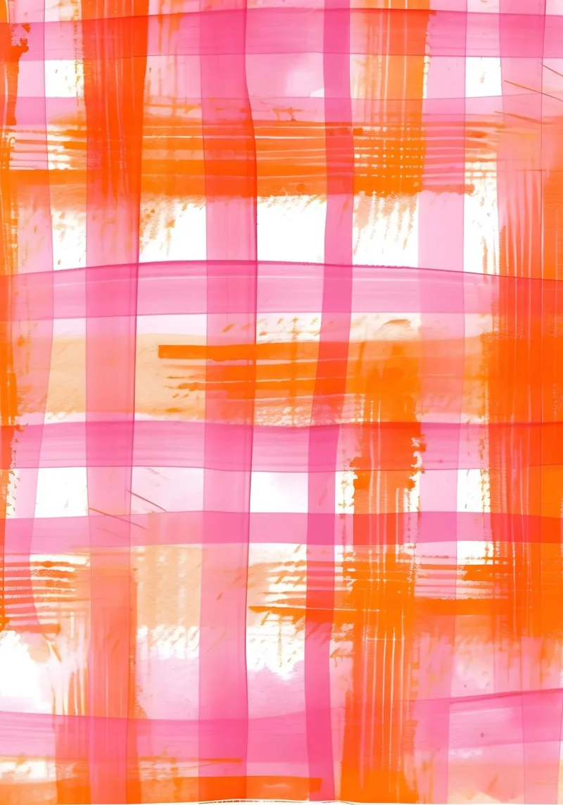 Rosa Arancione Gingham Astratto Geometrico Pop Art Griglia pellicola backlit da NorwesClub