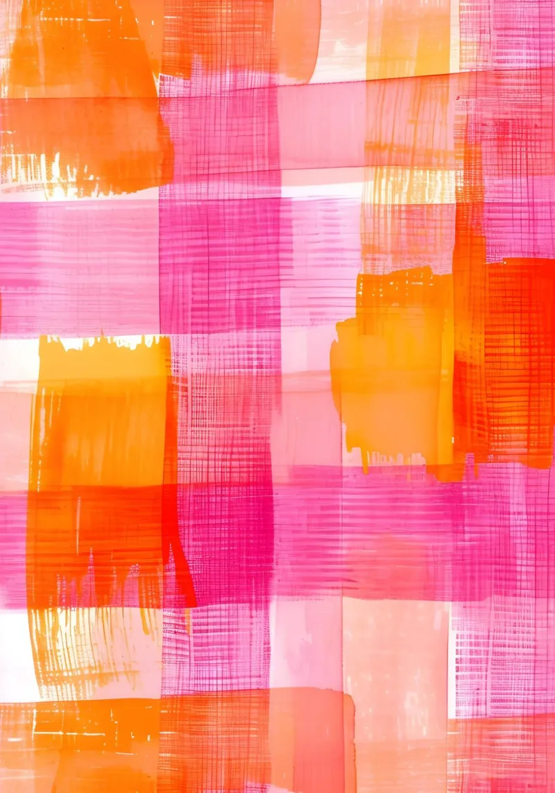 Stampa pop d'arte geometrica astratta a scacchi rosa-arancio carta hahnemühle da NorwesClub