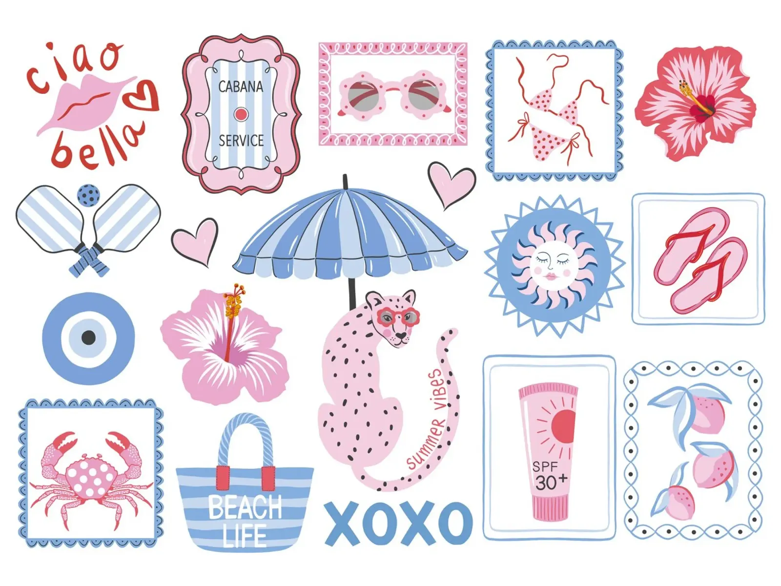 Whimsical summer beach vibes collage alluminio dibond da Vivdesign