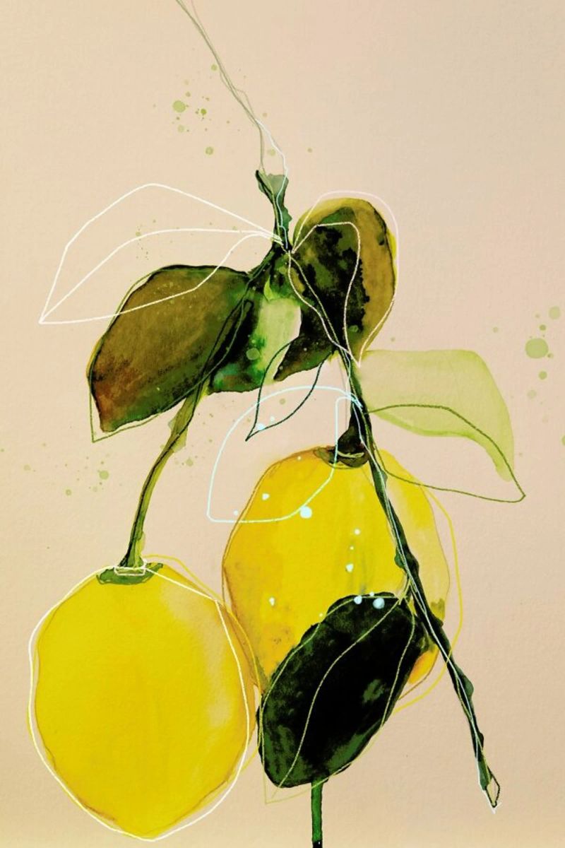 Lemonstudy 02 Poster mit Holzrahmen von Leigh Viner
