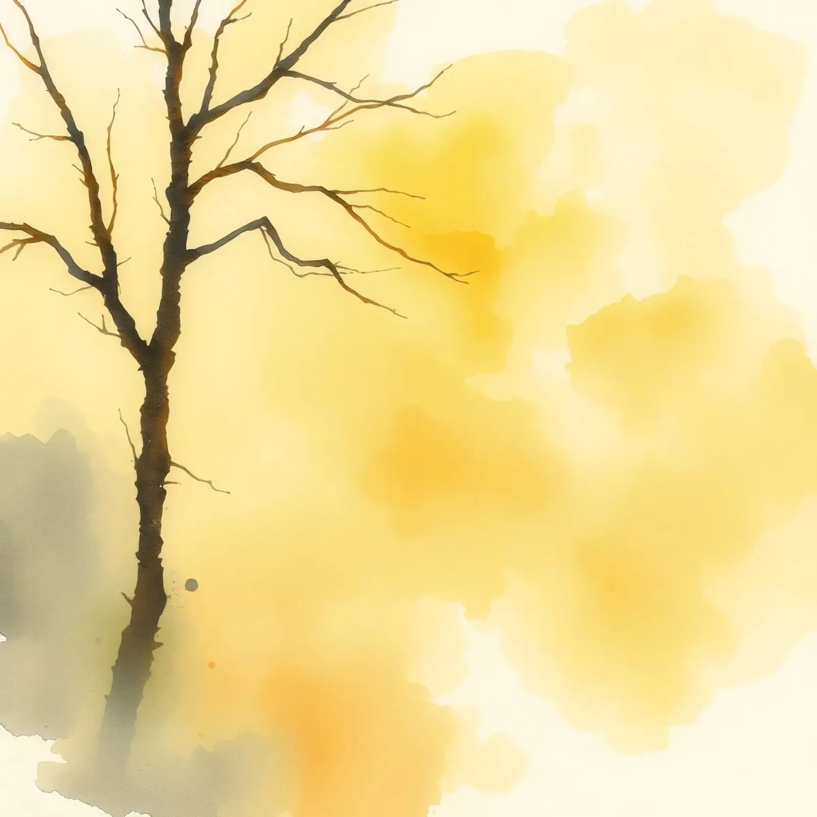 albero su uno sfondo giallo caldo in un acquerello d'arte pellicola backlit da DesignDoodle
