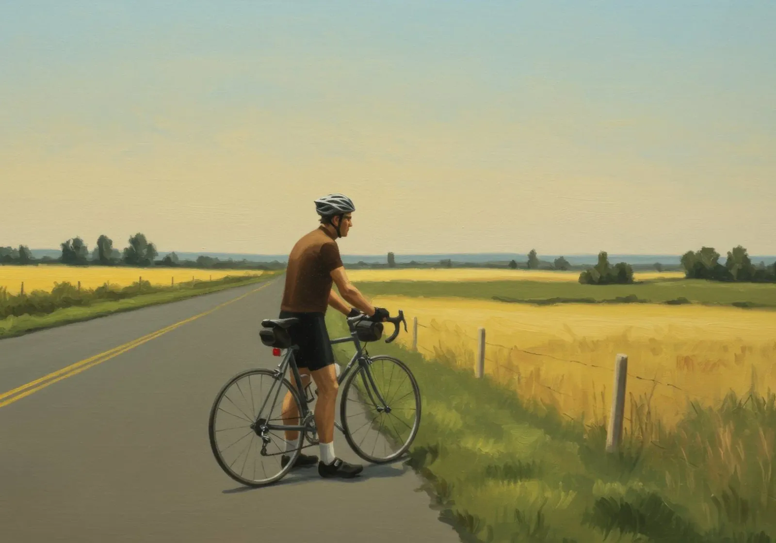 The Cyclist Pause canvas with Floater frame by Art Center