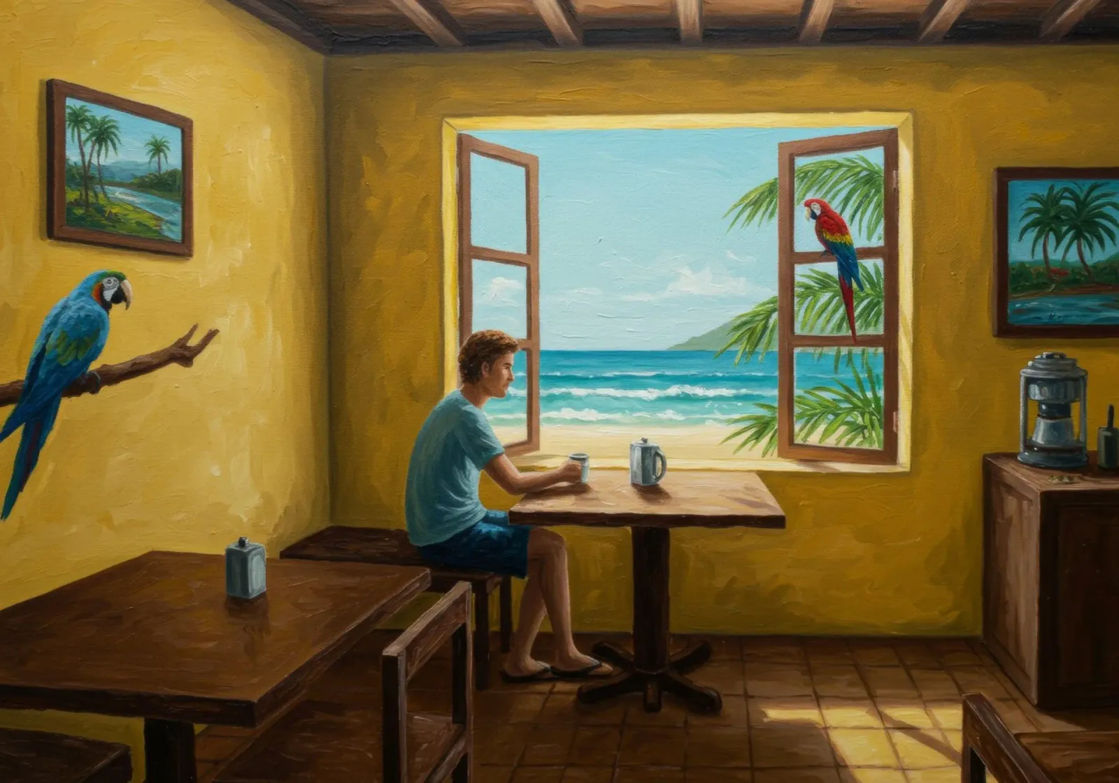 Caffè tropicale poster con telaio in plastica da Art Center