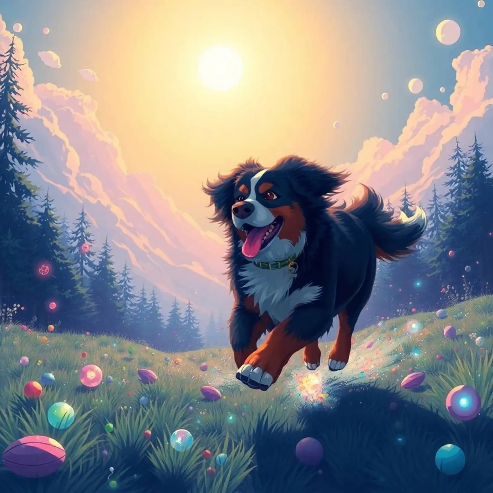 Beautiful Bernese Mountain Dog #153 canvas with Floater frame by Yumis.Beargang.and.Me