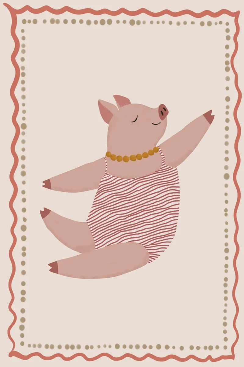 Kids Nursery Print, Playroom Decor, Flying Pig canvas with Floater frame by Little Lola