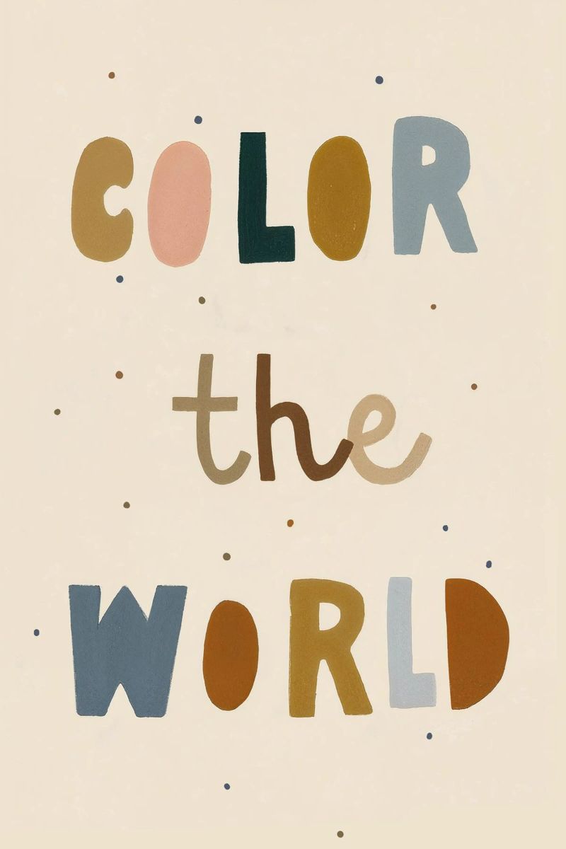 Colour The World Zitat Druck, Kinderzimmer Wandkunst, Kinder Poster Poster von Little Lola