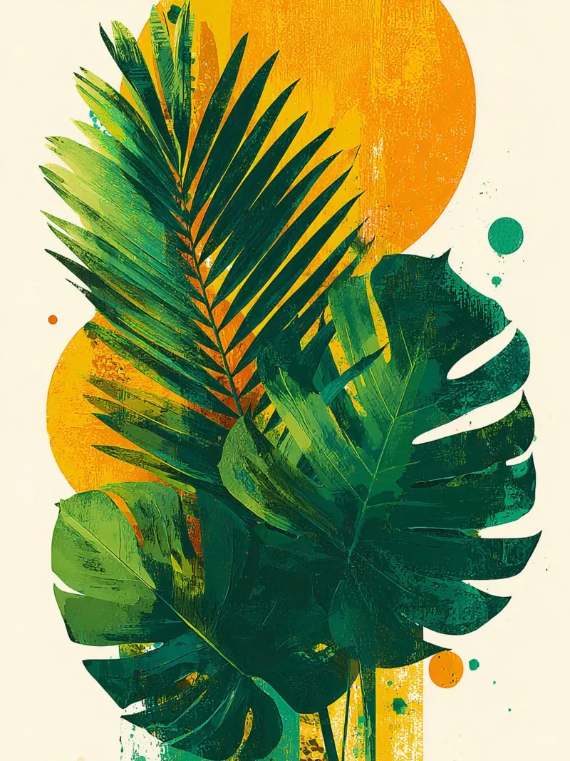 Leaves Tropical Palm Monstera A poster con telaio in legno da Mateo