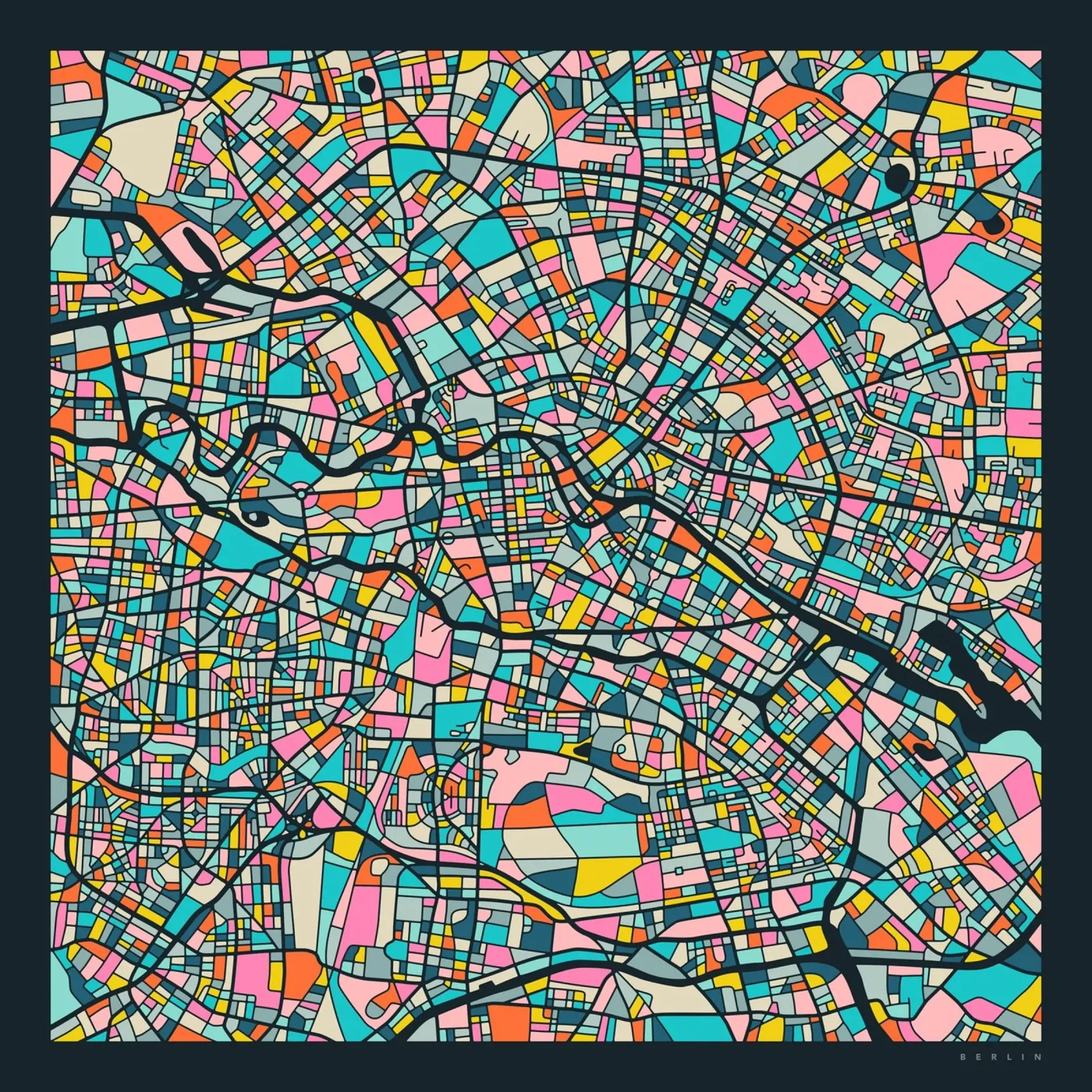MAPPA DI BERLINO alluminio dibond da Jazzberry Blue