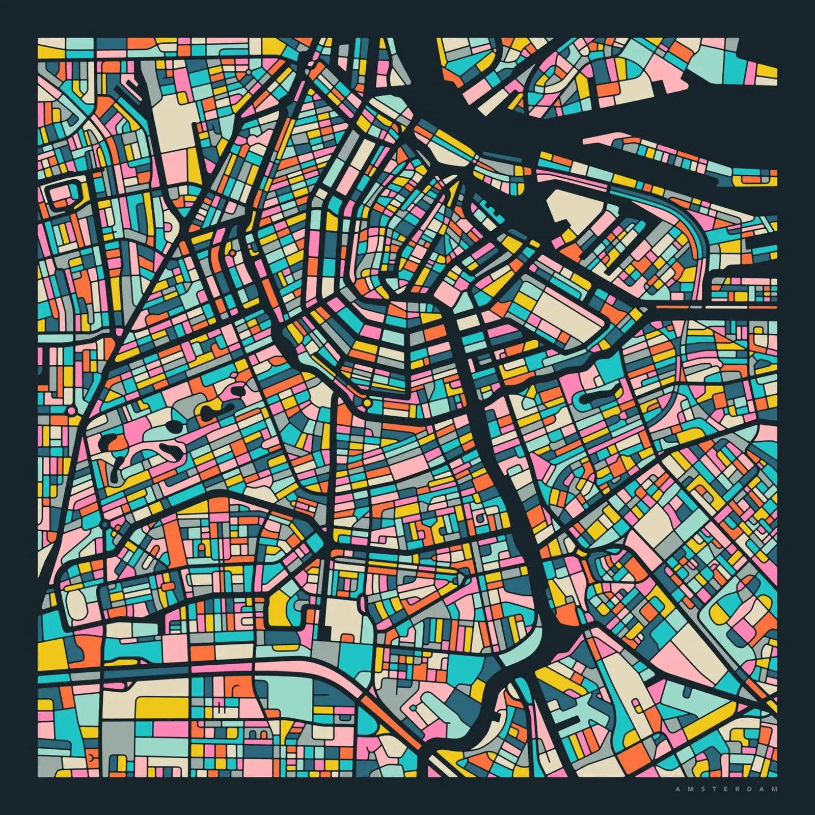MAPPA AMSTERDAM carta hahnemühle da Jazzberry Blue