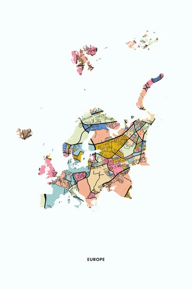Europe pellicola backlit da The Cartography Collection