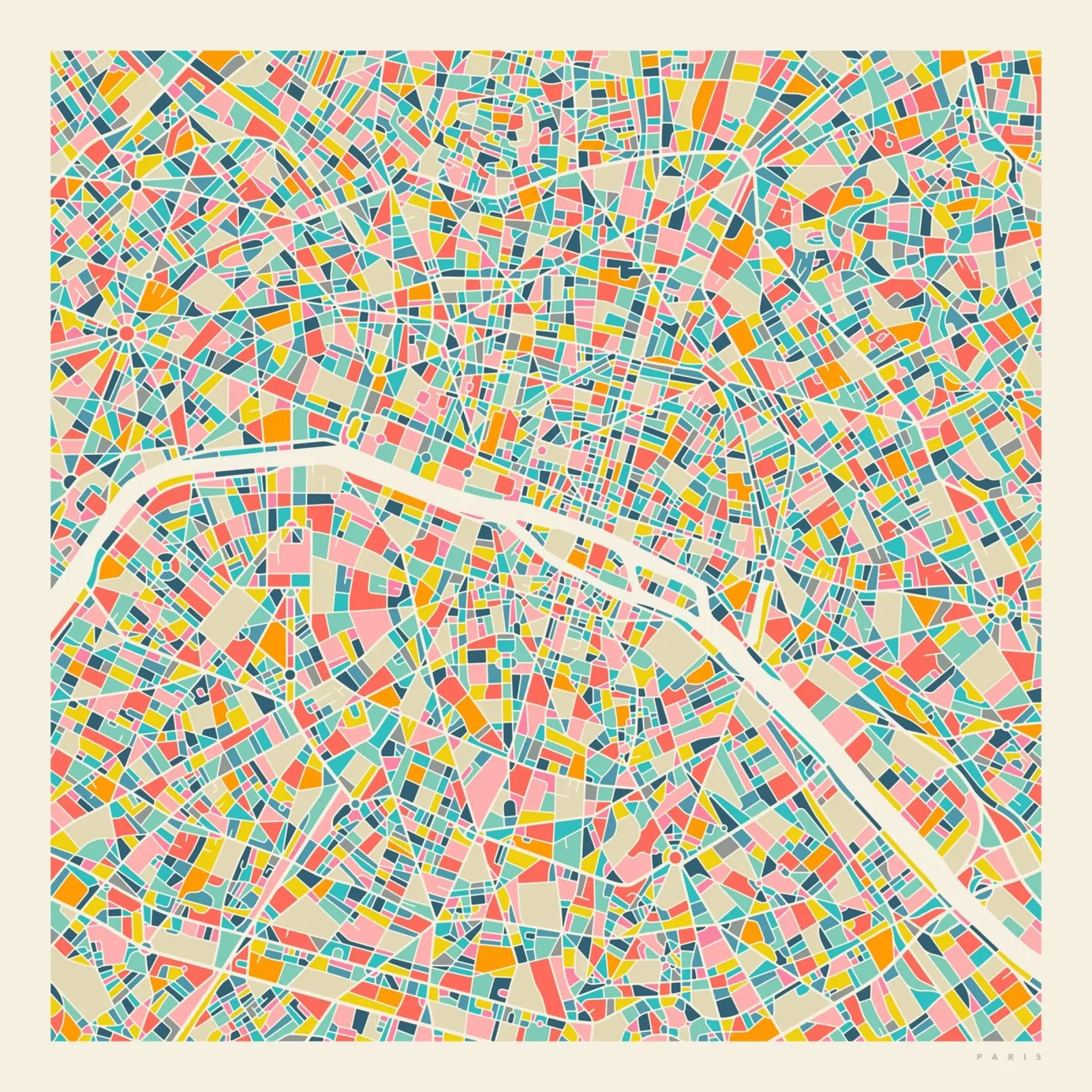 MAPPA DI PARIGI alluminio dibond da Jazzberry Blue