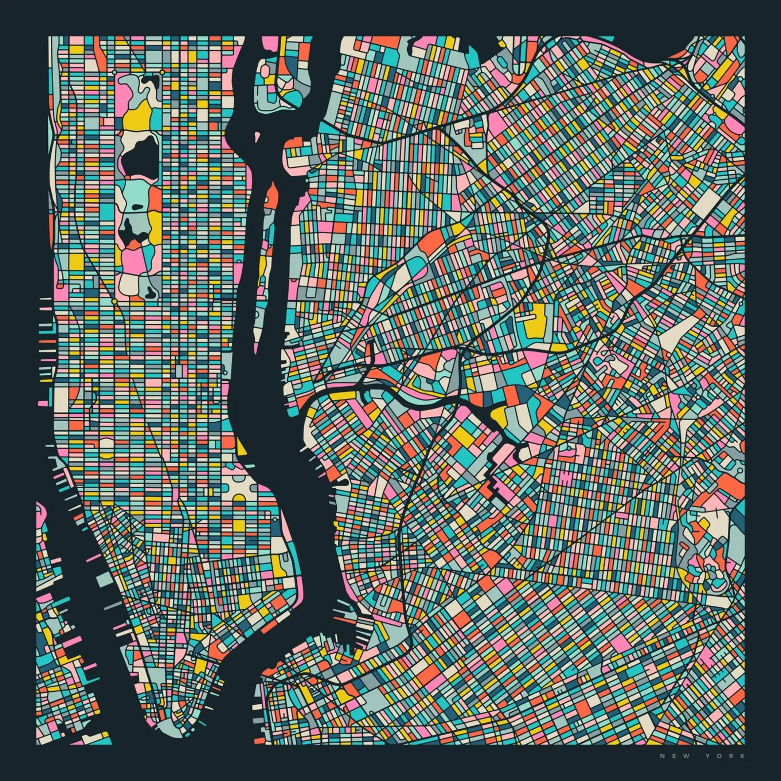 NEW YORK MAP carta hahnemühle da Jazzberry Blue