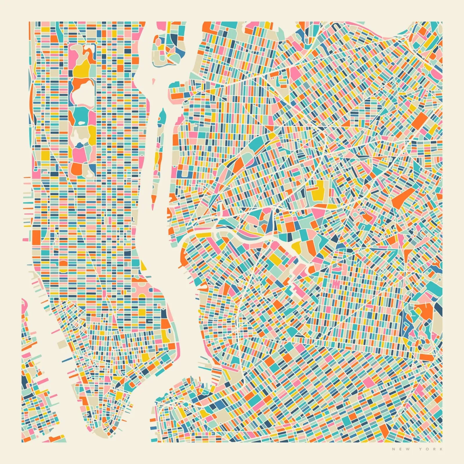 NEW YORK MAP carta hahnemühle da Jazzberry Blue