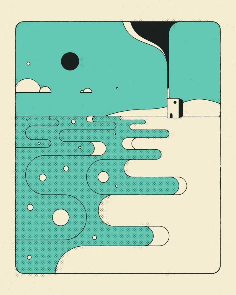FIUME BLU poster con telaio in legno da Jazzberry Blue