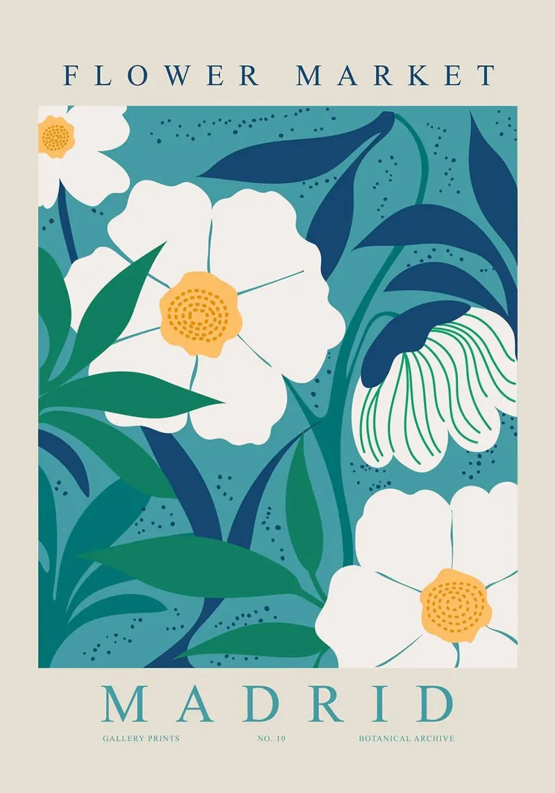 bloemen bladeren bloemblaadjes stengels canvas met Baklijst van Kirsten C Nolan