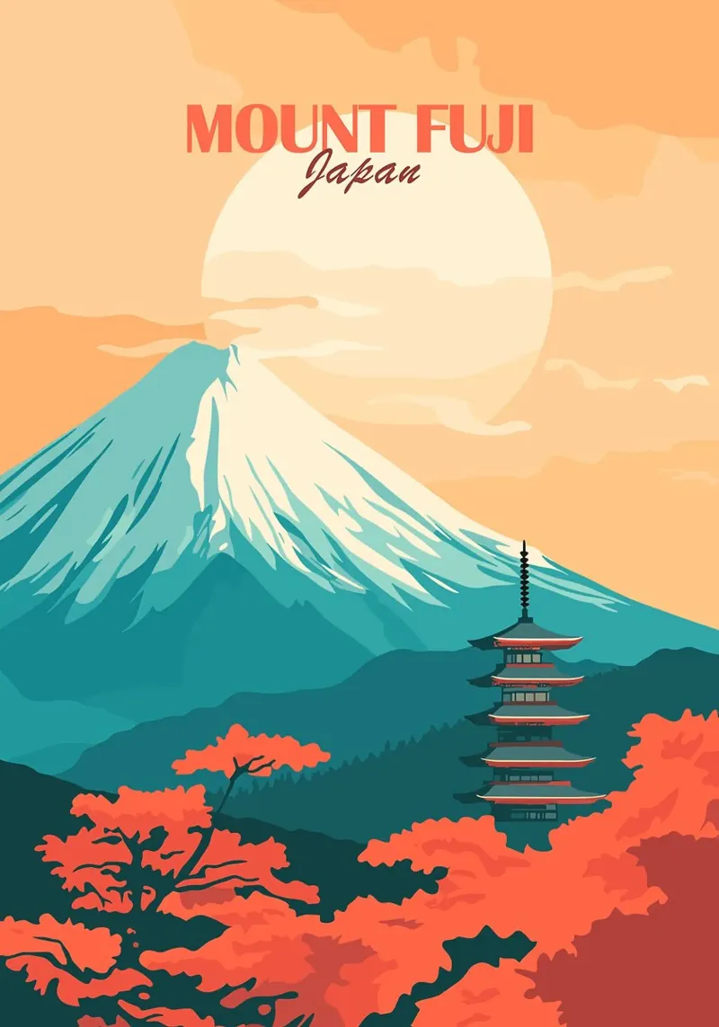 Monte Fuji Giappone pagoda sole pellicola backlit da Kirsten C Nolan