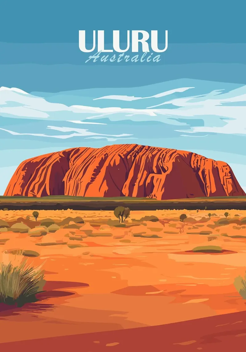 uluru landschap woestijn rotsformatie backlit folie van Kirsten C Nolan