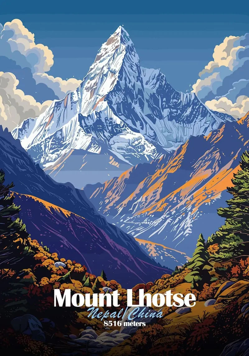 montagna cima neve Everest poster con telaio in legno da James Isaac Jackson