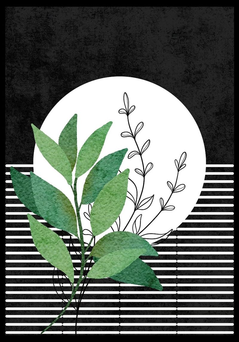 leaves botanical greenery sun poster by James Isaac Jackson