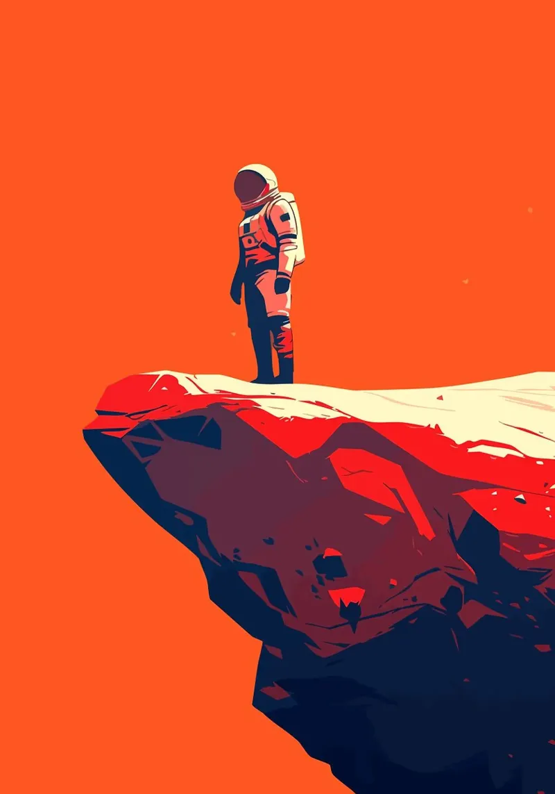 astronaut space rock cliff canvas by James Isaac Jackson