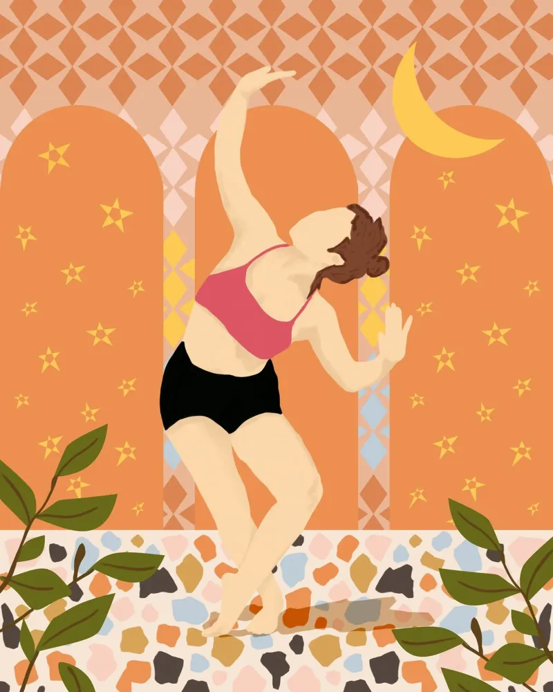 Danza al chiaro di luna poster con telaio in plastica da Kintsugi99
