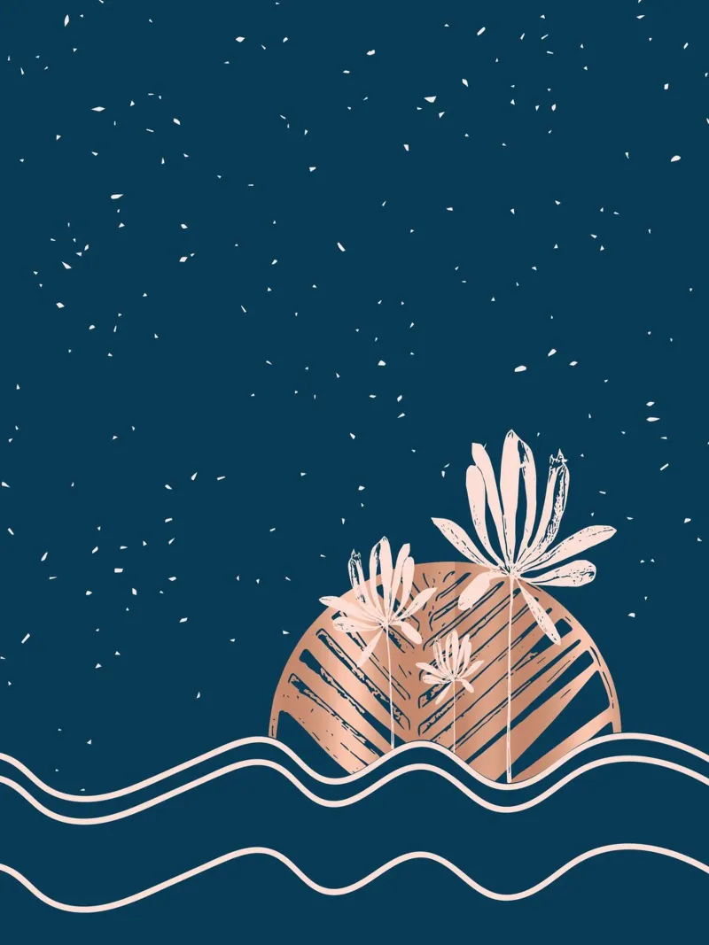 Insel Palme Illustration Urlaub Poster Insel Palmen Meer poster con telaio in legno da LIMITED EDITION LETTERS