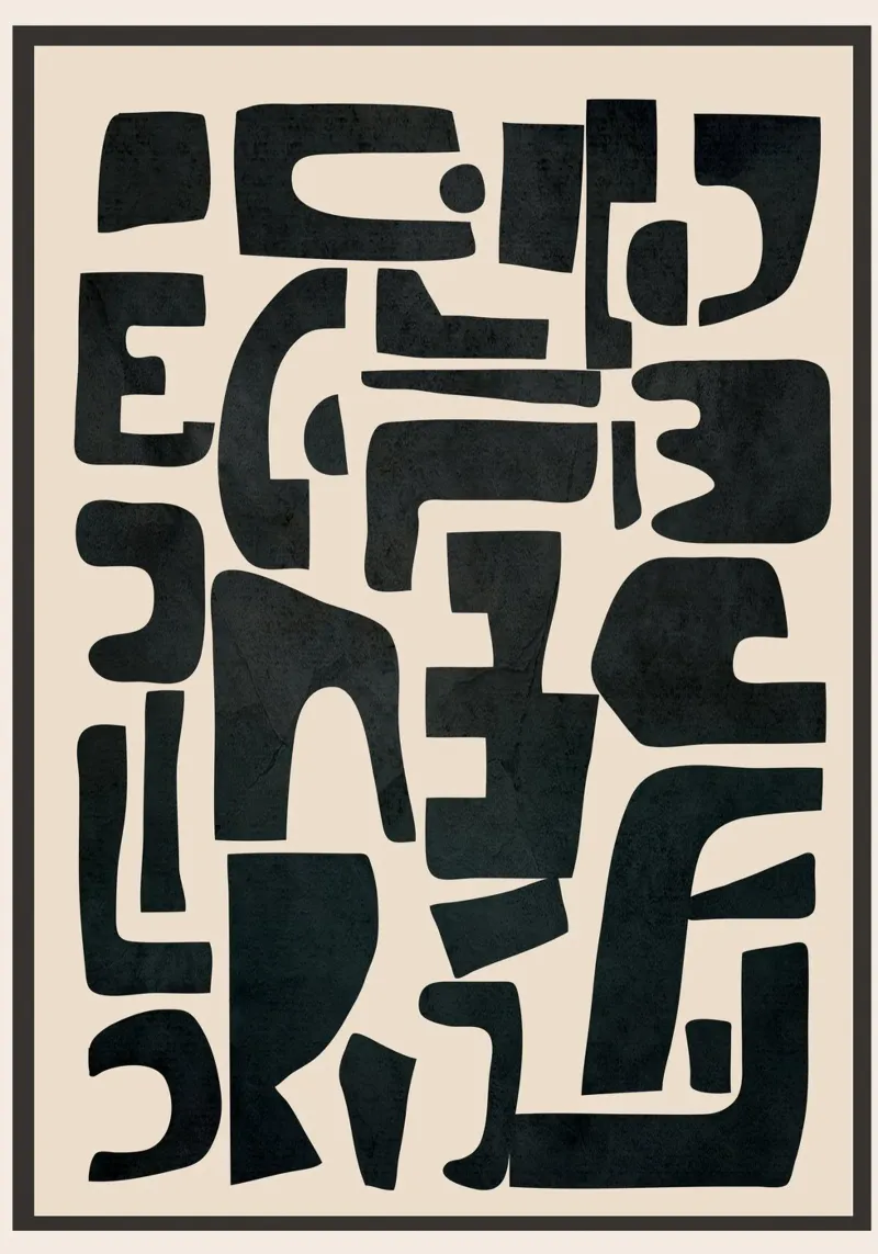 Organic Contemporary Modern Shapes 01 poster with aluminum frame by Nadjaa
