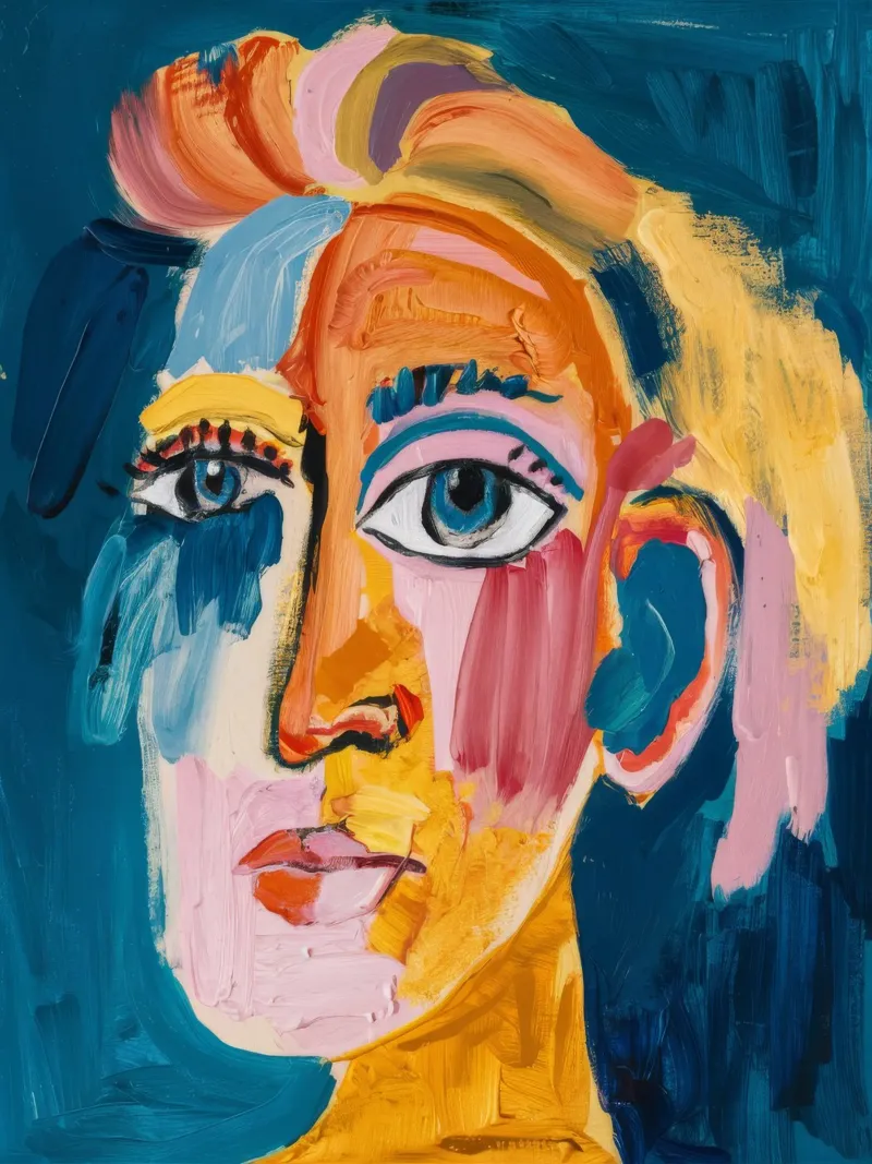 Golden-Haired Abstract Portrait hahnemühle by Lunar Templar