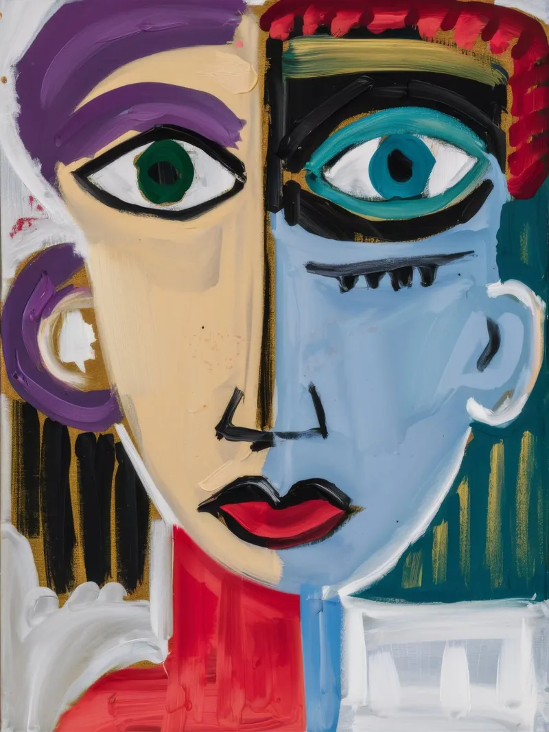 Grillig abstract gezicht canvas van Lunar Templar