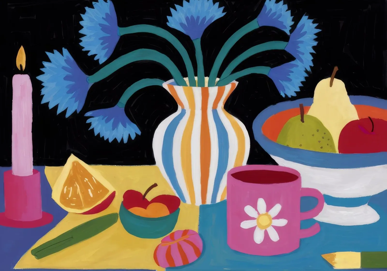 Vibrant Still Life canvas by Ivory Frame