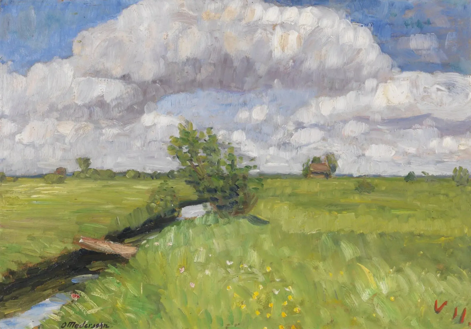 Otto Modersohn - Summer meadows canvas with Floater frame by ARTOTHEK