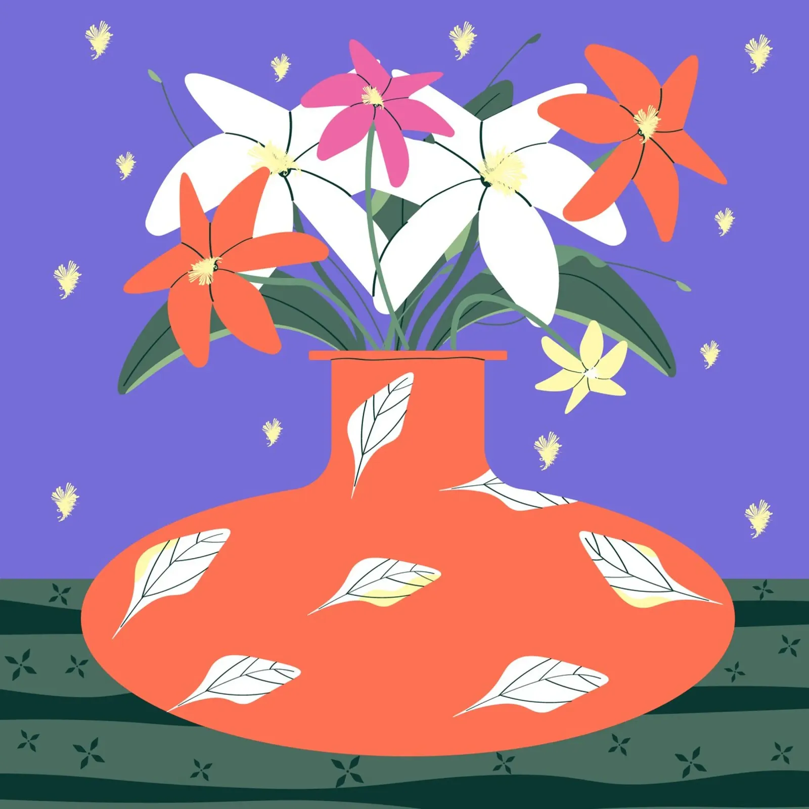 Terracotta Decorative Vase with Flowers backlit film by Silvie Illustration