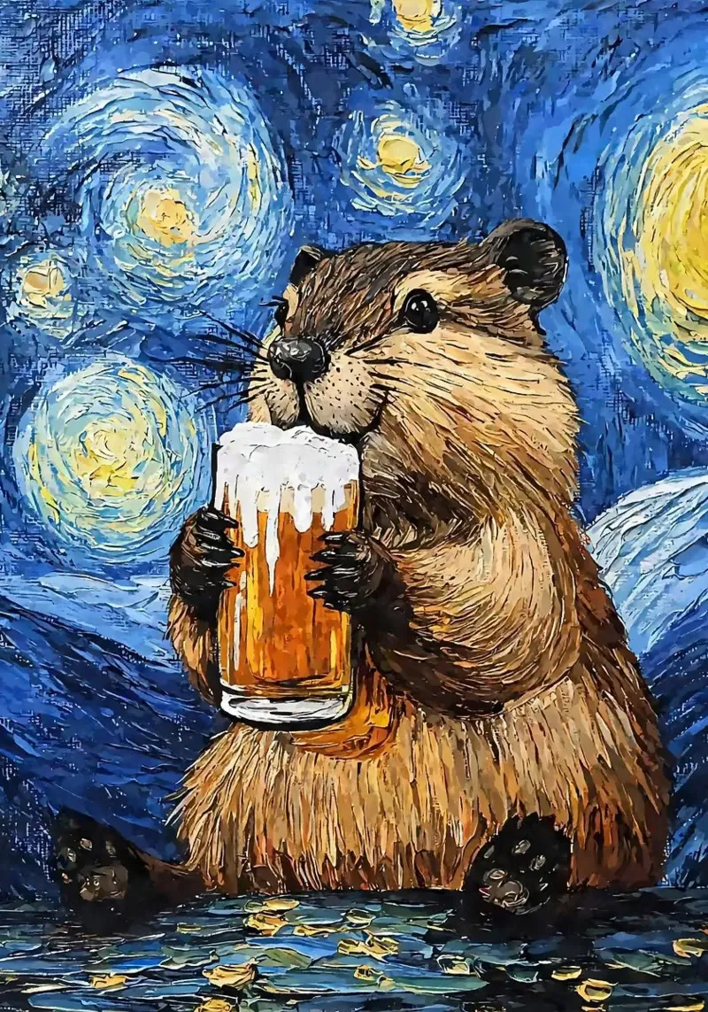 capy bara che beve birra pellicola backlit da Abstract Botanical Art