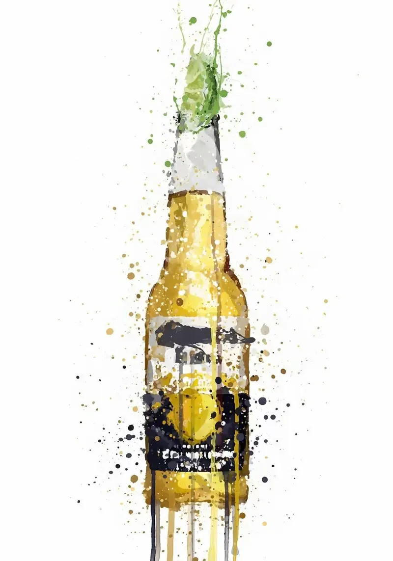botella de cerveza lienzo de Abstract Botanical Art