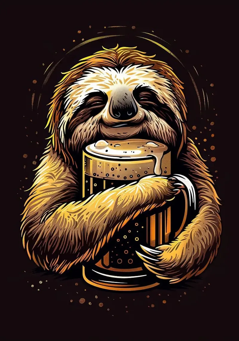 sloth drinking beer pellicola backlit da Abstract Botanical Art