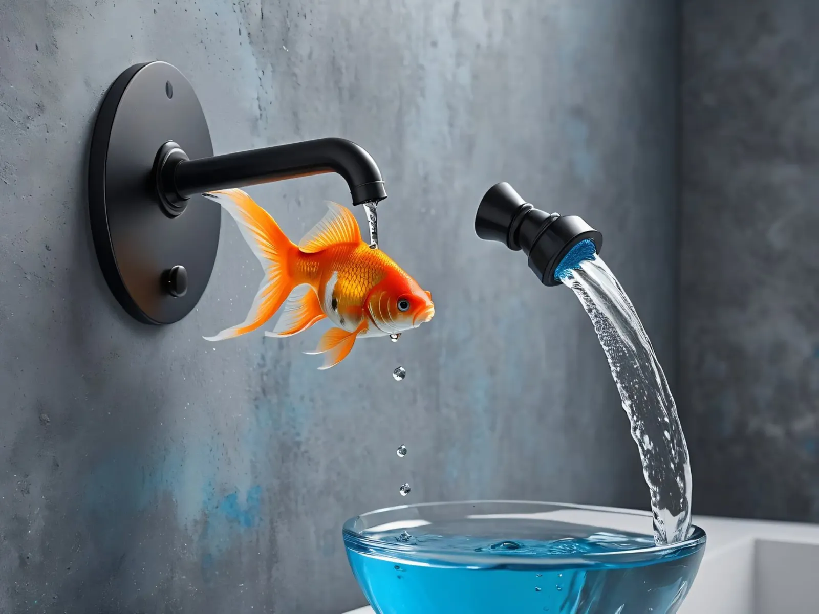 Goldfisch spuckt Wasserhahn poster da kosinsart.gallery