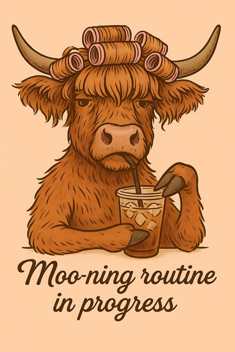Meme divertente sulle mucche Highland poster con telaio in plastica da Funny Humor Art