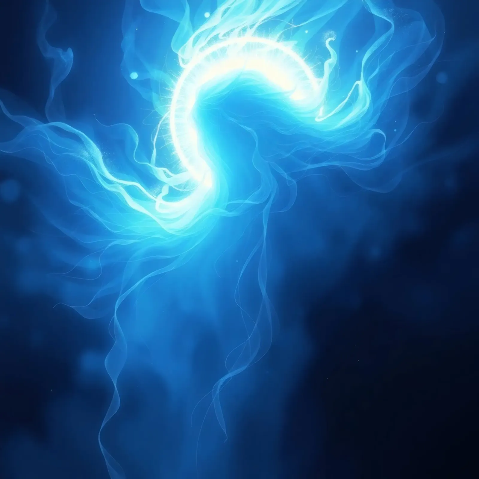 Wervelend blauw licht dat een etherisch effect creëert canvas van DesignDoodle